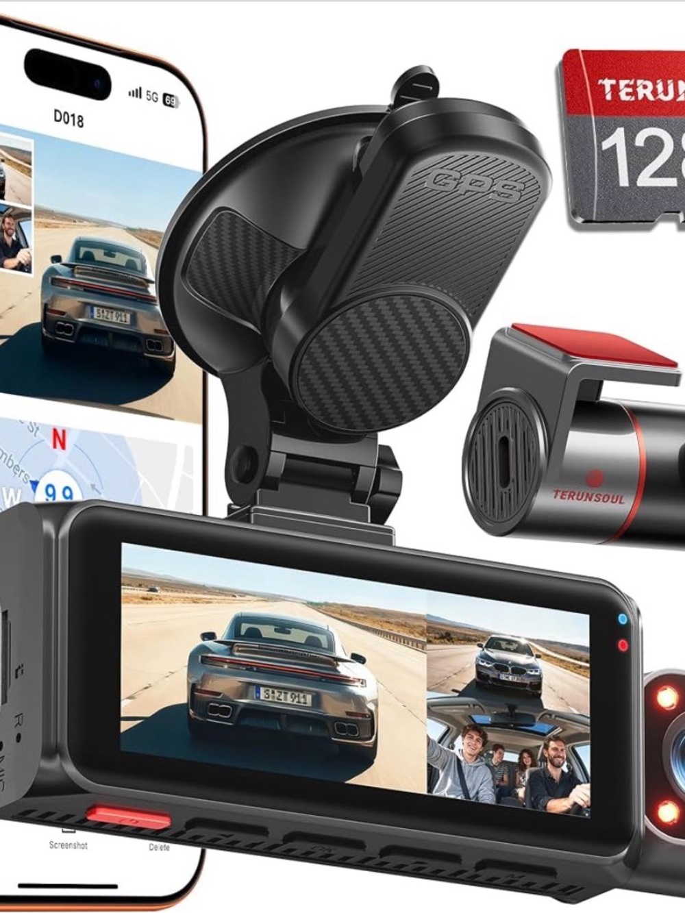 Black Dash Cam with GPS and 128GB Card